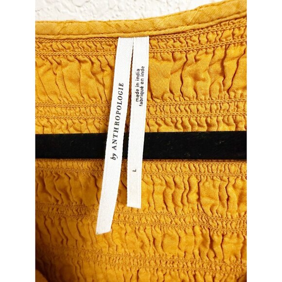 Anthropologie The Peregrine Midi Dress In Marigold Smocked Ruffle Trim Large - Picture 6 of 7